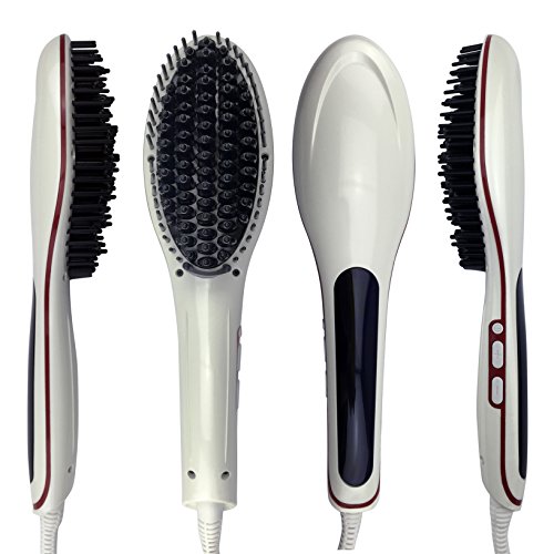 Kosee Haarglätter Bürste mit Hitzereduzierender Antistatischer Paddelbürste für Schnelles Glätten Oder Styling (230 V - 110 V) Weiß