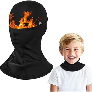 UNNESTAR Kinder bivakmuts, wintermasker, volgelaatsmasker voor jongens en meisjes, winddicht, skimasker voor kinderen, koud weer, fleece helmvoering, Beige, 4-13 Jaren