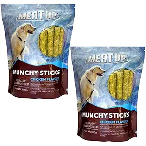 Meat Up All Life Stages Munchy Sticks, Chicken Flavour, Dog Treats, 400 g (Buy 1 Get 1 Free)