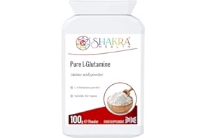 SH SHAKRA HEALTH Pure L-Glutamine 100g Pure Targeted Release Vegan Amino Acid Powder for Gastrointestinal Integrity, Neurological Activity, Irritated Bowels & Immune Support | Shakra Health