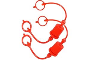 HONSEADEK Set di 2 tappi antipolvere per connettori idraulici, tappi antipolvere idraulici maschio e femmina, connettori a connessione rapida, copertura rossa collegata al tubo (rosso)