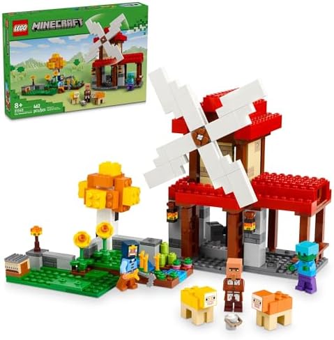 LEGO Minecraft 21262 - Giocattoli da costruzione della fattoria del mulino a vento, giocattoli Minecraft per bambini, ragazzi e ragazze, età 8+ - 3 minifigure incluse - Regalo di compleanno per gli