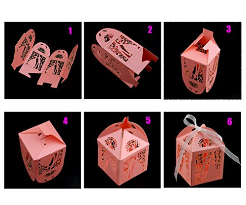 25 x Brautpaar Geschenkbox Gastgeschenk Box Kartonagen Hochzeit Deko Rosa Kasten - 4