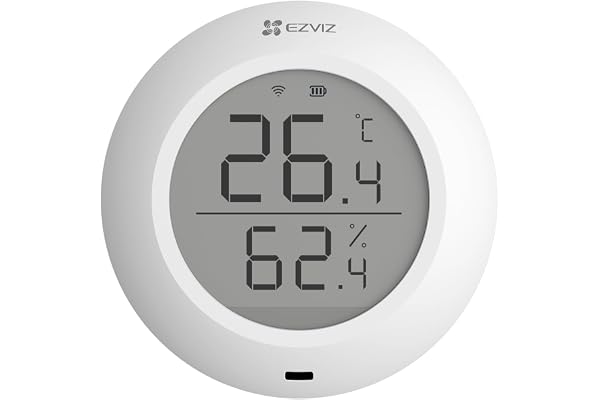 EZVIZ T51C Thermometre Interieur Maison, Thermometre Hygrometre Numérique, Thermomètre Digital, Moniteur de Température et Humidimètre, Utilisez avec Le Centrale A3