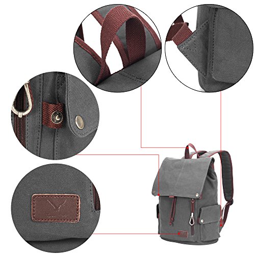 Veevan Damen Herren Retro Canvas Laptop Rucksack 15,6 - 6