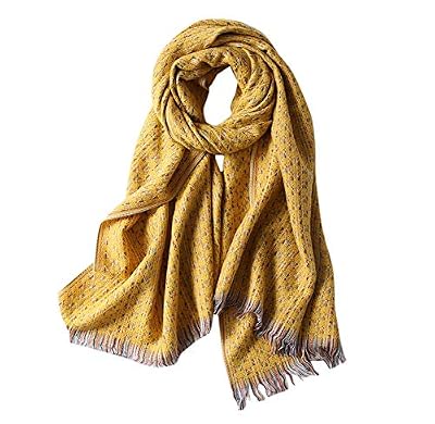 Aswinfon Écharpe Chale Femme Cachemire Chaud Automne Hiver Longue Tissu Glands Foulard Oversize 200 * 68cm (Jaune)