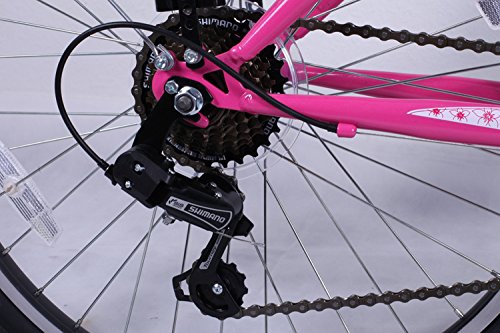 24 Zoll Mädchenfahrrad 21-Gang Shimano Schaltung mit Beleuchtung nach STVO Rosa Doppelrahmen - 3