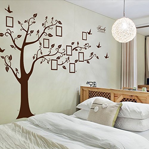 Enorm Schwarz Bilderrahmen Erinnerung Baum Ast Wandtattoo herausnehmbar Wand Dekor Wandaufkleber für Dekoration Schlafzimmer, Wohnzimmer (BlackL) (Brown) - 3