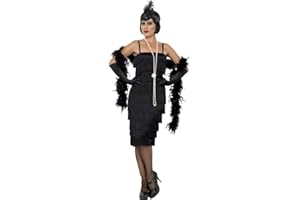 Smiffy'S 45502L Disfraz De Chica Años 20 Con Vestido Largo, Diadema Y Guantes, Negro, L - Eu Tamaño 44-46