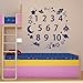 Rocket Numbers with Stars, Planets & Moon Boys Wall Art Sticker - Art Vinyl Decal Stickers, Childrens Bedroom, Bathroom, Kitchen, Lounge, Easy to Apply, Free Applicator, Easy Peel - (Please Choose Your Size & Colour Using the Selection Boxes) - by Rubybloom Designs