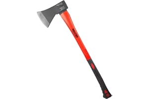 WALTER Axt 1250g 70cm, Präzisionswerkzeug, Fiberglas-Griff, inkl. Schutzhülle, geschliffene und fein polierte Klinge, Axt für Gartenarbeit, langlebig, Beil