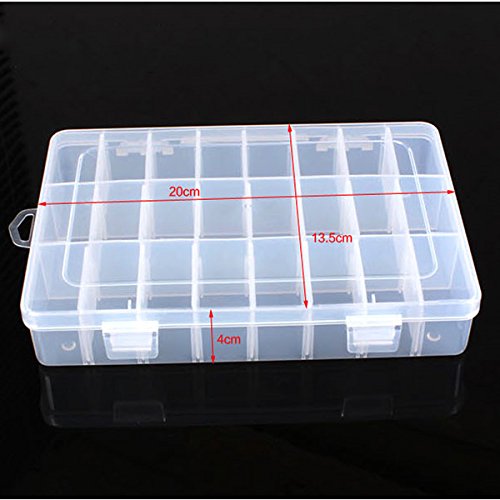 Soledi Kunststoff-Aufbewahrungsbox mit 24 Fächern, Schachtel für Perlen, Ohrringe, Schmuck-Organizer
