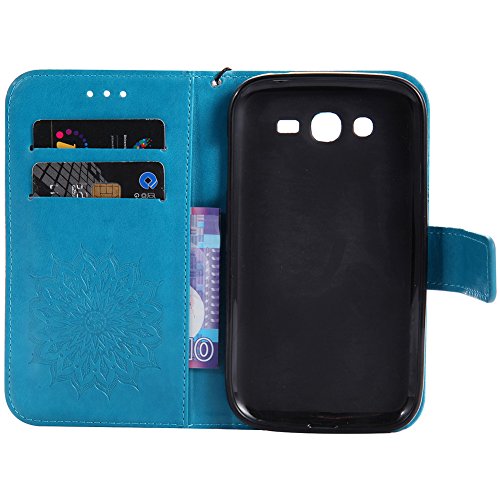 Nancen Tasche Hülle für,Samsung Galaxy Grand Neo Plus I9060 Hülle,Samsung Galaxy Grand Neo Plus I9060 / Grand Duos I9082 (5 Zoll) Leder Wallet Tasche Brieftasche Schutzhülle, Nancen Prägung Sonnenblume Muster PU Leder Handytasche im Bookstyle Stand Funktion Kartenfächer Magnet Etui Schale - 4