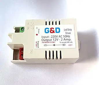 S M Arcade Plastic DC 12V 2A 24W Power Supply Driver Transformer for CCTV Led Strip Light, 2.5x1.5x1-inch(White, SM-53-2Amp)