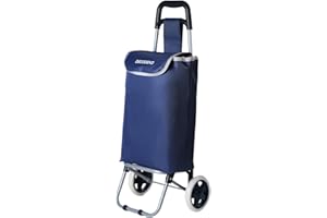 DECODEKO Carrito Compra Plegable de Aluminio, Carrito de Playa 2 Ruedas con Bolsa Oxford Desmontable, 40 L - Carga Máxima 15kg (2 Ruedas Azul)