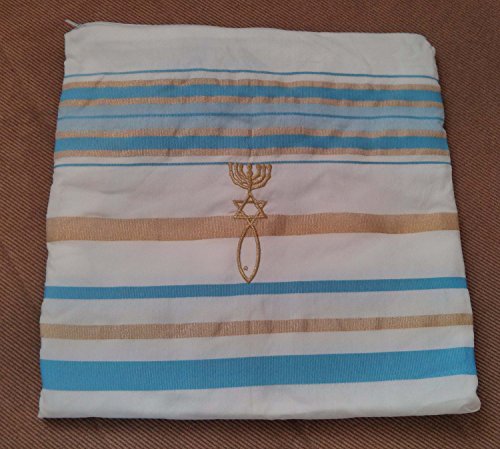 Messianic Light Blue Tallit Talit Prayer Shawl 72" x 22" with Matching Bag New