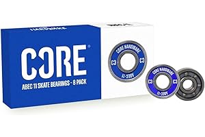 CORE ABEC 11 Skateboard Bearings - Pack of 8/4 Premium Sealed 608 Bearings for Skateboards, Longboards, Stunt Scooters and Roller Skates (8 Pack, Blue ABEC 11)