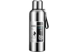 CINGHI LUSSO Stainless Steel Flask Insulated Water Bottle 1L/2L Large Capacity Vacuum Flask for Hot and Cold Drink Leakproof Metal Bottles for Travel Sport Home Use (2000ml)