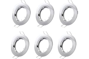 Hsthe Sea Set of 6 Recessed Light Frames, Ceiling Mounting Frame, Recessed Spotlight Set, Mounting Frames in Aluminium (LED/Halogen/GU10/MR16/PAR16/50 mm) Silver