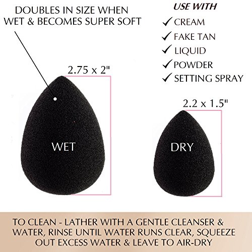 Best Silikon Schwamm & Beauty Blender Kit – Dream Beauty Box 3 Stück Original Teint Perfection – 2 klar Gel, Make-up-Applikator, Kissen Pads – 1 Premium Schwarz, ohne Latex, Tropfenform Beautyblender - 7