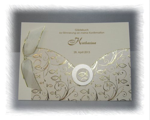 Gästebuch zur Konfirmation mit Namen 14007 champagner-gold