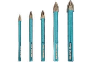 Wood Plastic Masonry Drill Bits - MINLAYCUT 5pcs 3/16" 1/4" 5/16" 3/8" 1/2"(5/6/8/10/12mm) Carbide Drill Bits Tip Triangular Shank for Wood, Plastic, Masonry, Ceramic Tile, Concrete, Marble