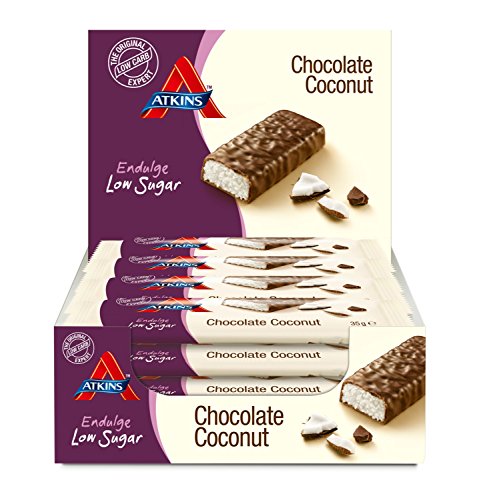 Atkins Chocolate Bar Keto Snacks, Low Carb, Low Sugar Chocolate Coconut Snack Bar, Multipack of 15