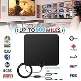 【Papierdünnes Design und langes Kabel】 Die ultradünne, weiche und leichte Zimmerantenne und das 16,5 Fuß lange Koaxialkabel passen perfekt zu Ihrem Dekor und lassen sich problemlos hinter dem Fernseher oder Bücherregal verstecken. Legen Sie sie flach auf den Tisch oder den Stab es hoch auf ein fenster und irgendwo hinstellen.