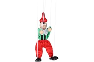 XGOPTS Marionette Holz Clown Puppe Eltern-Kind Steuerbar Robust Puppet Hängend Deko Lustig Clownpuppe Pull String Halloweendeko Weihnachten Halloween Geburtstag Geschenke