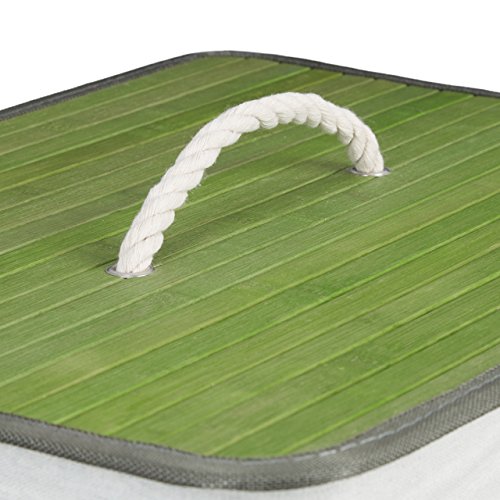 Relaxdays Wäschekorb Bambus H x B x T: ca. 65,5 x 43,5 x 33,5 cm faltbare Wäschetruhe rechteckig mit einem Fassungsvolumen von 83 L mit Wäschesack aus Baumwolle zum Herausnehmen als Wäschepuff, grün - 5