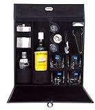 JK Barware Leather Travel Bar Set (Black)