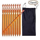 12 PCS Estacas para Tienda de Campaña 7075 Clavijas Arena de Aluminio con Cuerda Reflectante para Camping Tienda de Campaña Senderismo Estacas Piquetas Oro