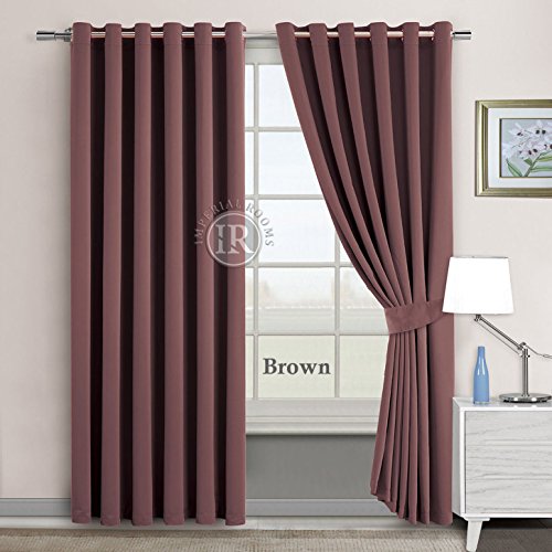 Super Soft Interwoven Thermal Blackout Ring / Eyelet Curtains (66x54, Brown)