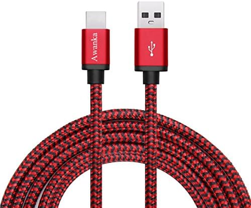 USB Type C Cable, Awanka USB C Cable 1 Pack (3.3 Ft/1M) Nylon Braided Fast Charger Cord (USB 2.0) for Samsung Galaxy S8,S8 Plus,Google Pixel XL,Nintendo Switch,Nexus 6P,Macbook12",OnePlus2 (3.3 Ft/1M Red)