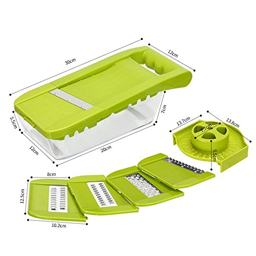 Gemüse Mandoline Slicer,muti-Funktion Lebensmittel Chopper Julienne Dicer Obstschneider mit 5 Austauschbaren Scharfen Klingen für Karotten/Gurken/Zucchinis /Kartoffeln Cutter/Zwiebeln/ Radieschen/Käse - 5