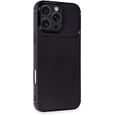 GGM GİYİM & AKSESUAR iPhone 16 Pro Max ile Uyumlu Auto Focus Karbon Kapak Ultra İnce Yapılı Tam Koruma Sağlayan Kılıf (Siyah)