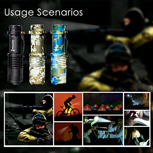 Morpilot Taktisch Taschenlampen 3 Stück Handlampe superhell 350 Lumen einstellbar 5 Modis für Jagd, Camping, Wandern, Radfahren Outdoor (Schwarz und Tarnung ) - 7
