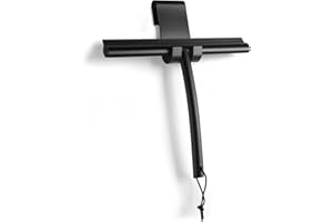 ACMETOP Duschabzieher Silikon, Abzieher Dusche Schwarz, Fensterabzieher mit Halter ohne Bohren, 23cm Duschabzieher für Dusche, Badezimmer, Spiegel, Glas, Fliesen, Autoscheiben