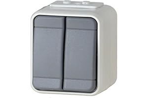 Schneider Electric Elso ‎441509 Serienschalter Aufputz 1-fach, Feuchtrau, AquaTop Steckklemme, 10A, IP44, licht/basaltgrau