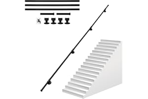 OUGPIU Rampe d'escalier,1m/2m/3m Antidérapante Mains Courantes pour Escaliers,Industrielle Intérieure Extérieure en Acier Galvanisé Poignée Murale Main Courante Support Mural pour Rampe d'Escalier
