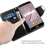 Huawei Nova Hülle,Vakoo Bookstyle Handyhülle Premium PU-Leder Tasche Flip Case Brieftasche Etui Handy Schutzhülle für Huawei Nova (Schwarz) - 
