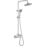 Auralum Colonna Doccia con Miscelatore Termostatico, Soffione Doccia 9 pollici, Doccia Soffione Colonna Cromato