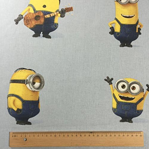 Licensed by Universal Studios – Blue Iconic Minions Novelty Print Premium Grade 100% Cotton Fine Weave Children’s Curtain Bedding Fabric 142 cm Wide – Sold by the Metre