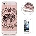 Produktbild CaseHome Silicone Gel iPhone SE/5S/5 Hülle(Mit Frei HD Displayschutzfolie) Transparent Weiche Silikon Schutzhülle,Weicher Flexibel Klar Gel Silikon TPU Hülle Superdünn Stoßfest Tasche Telefon-Kasten Schutz Tasche Schutzhülle Durchsichtig Handyhülle Silikon Case Schale für Apple iPhone SE/5S/5 with Unique Black Pattern Design-Mandala-Elefant