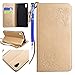 Produktbild FESELE Rose Blume Schutzhülle für [Sony Xperia XA1] Brieftasche Hülle Leder Tasche Flip Case Handyhülle mit Standfunktion und Magnetverschluss Muster, Sony Xperia XA1 Schmetterling Butterfly Rose Flower Strap Bookstyle Retro Flip Hülle Wallet Cover Kartenfach Ledertasche Leder-Mappen-Karten-Slot-Abdeckung für Sony Xperia XA1 + Blau Eingabestift Stylus Touch Pen-Golden