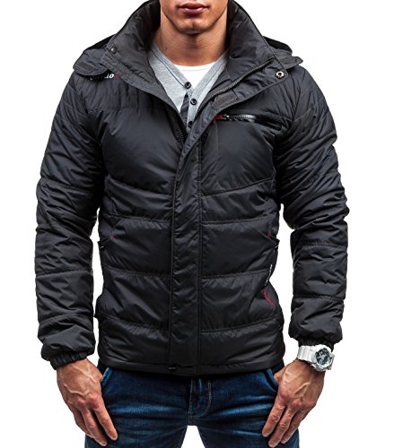FANSIFA M511 Dunkelgrau 2XL [4D4] Herrenjacke Herren Jacke Kapuze bergangsjacke