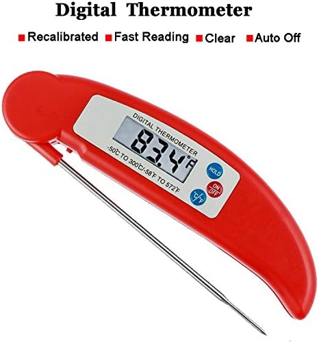PIMITI Digital Food Thermometer Probe 4 Second Instant Reading Meat Thermometer Foldable Cooking Thermometerfor for Food Kitchen, Cooking, BBQ, Oven, Candy, Water and Grilling