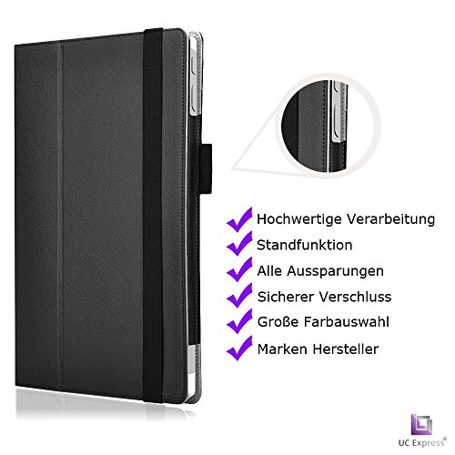 Tasche für Microsoft Surface 3 mit praktischer Stand Funktion aus robustem Kunstleder kombiniert Schutz und Design für Ihr Microsoft Surface 3 Hülle Cover Case Schwarz von UC Express® - 9
