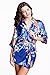 Produktbild VA-Fashion Edler Morgenmantel Kimono aus Satin blau mit Muster Größe S
