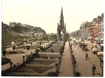 Princess Street Edinburgh 2 Photochrom - Small Metal Sign 20 x 15cms